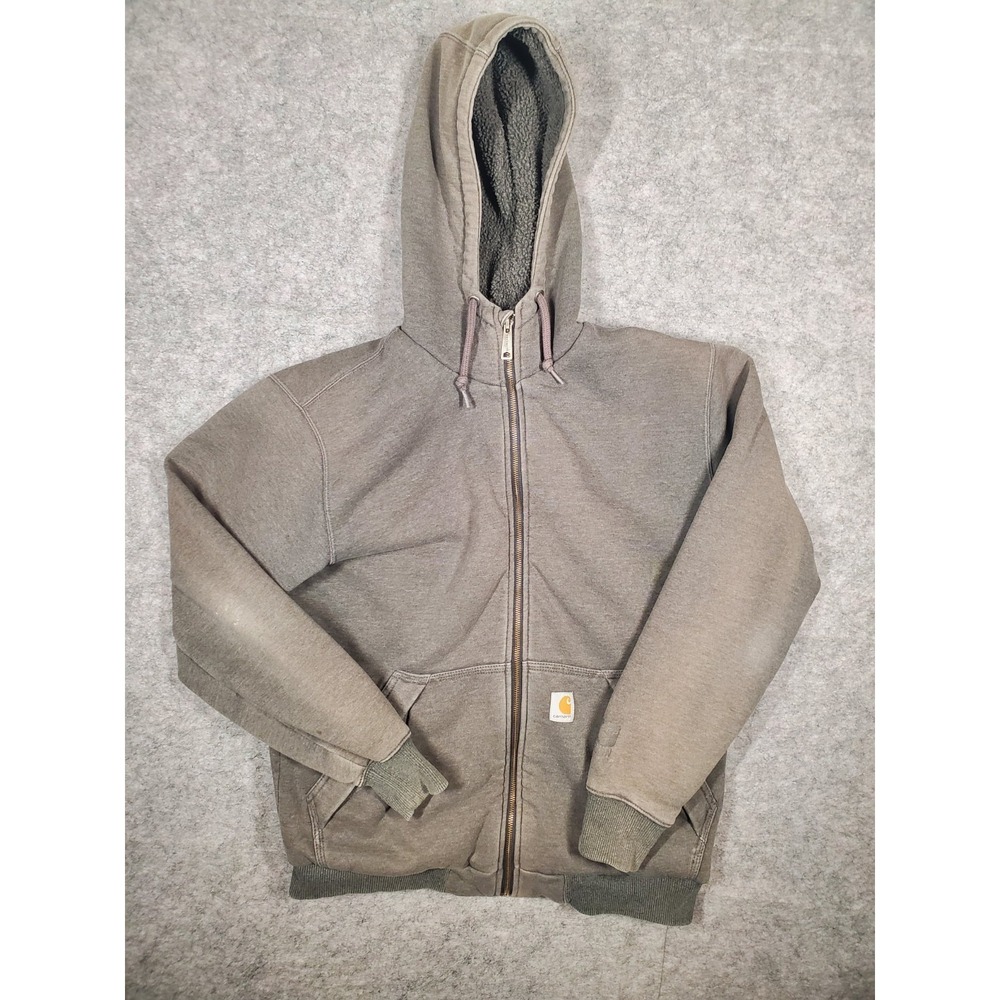 Carhartt Rain Defender Heavyweight Hoodie Mens‎ Med Loose Fit Gray *Hole Faded